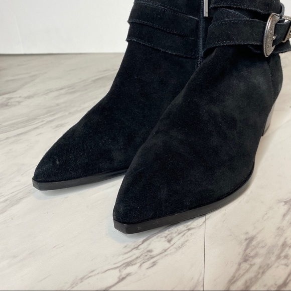 Marc Fisher Western Buckle Black Suede Bootie 6M - Picture 11 of 15